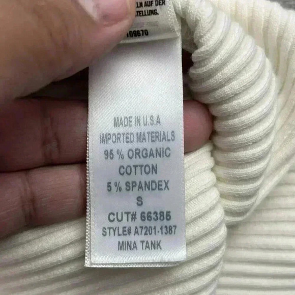 Agolde Top Womens Size Small White Square Neck Ribbed Knit Tank Top Mina Tank - Picture 7 of 10